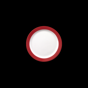 Teller flach mit Fahne Ø = 19 cm, weiß / rot