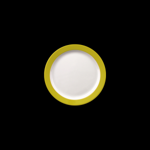 Teller flach mit Fahne 19 cm, weiß / gelb