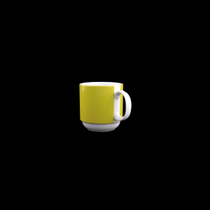 Kaffeebecher 0,30 l, weiß / gelb